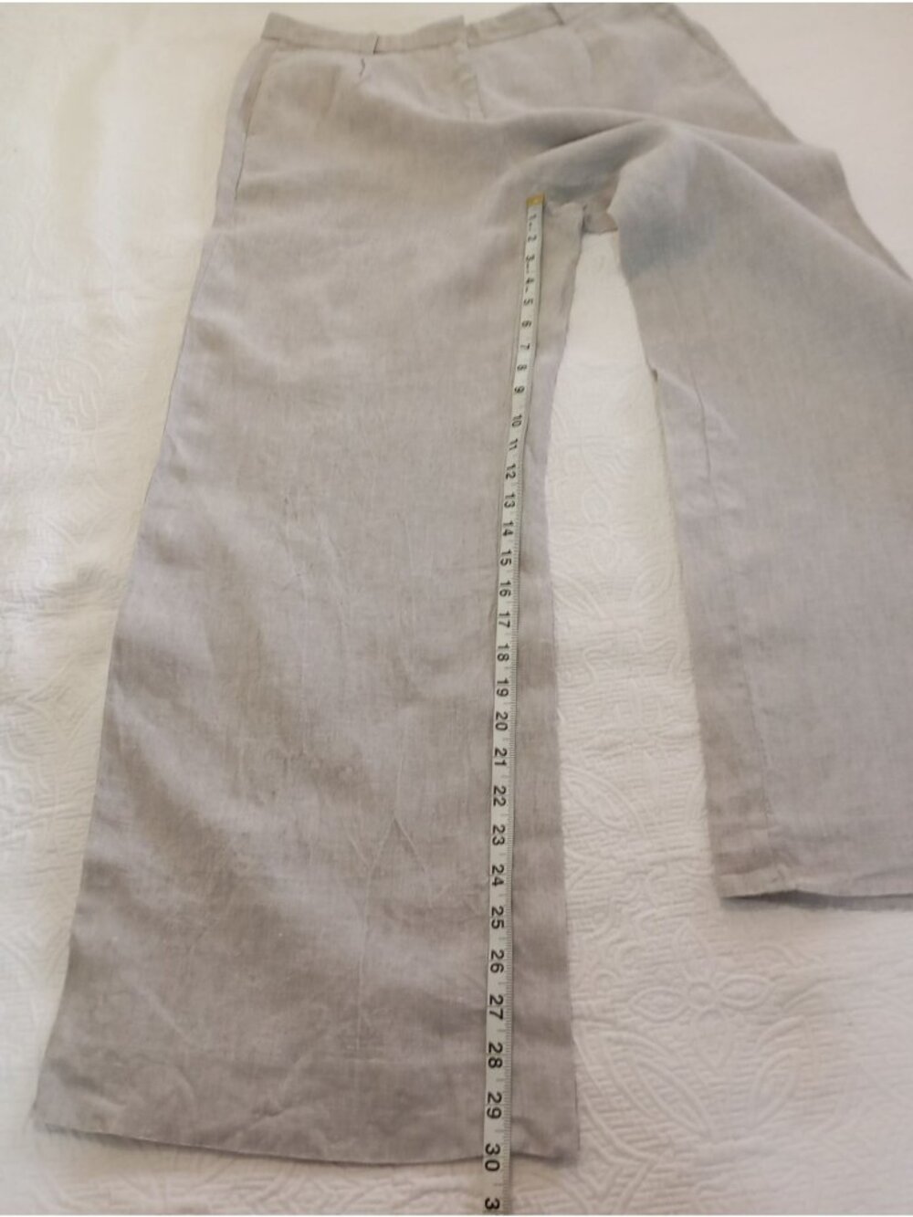 J.Crew Essential Wide Leg Linen Pants Beige Sz 10 Lightweight Tailored Trousers - Picture 12 of 14